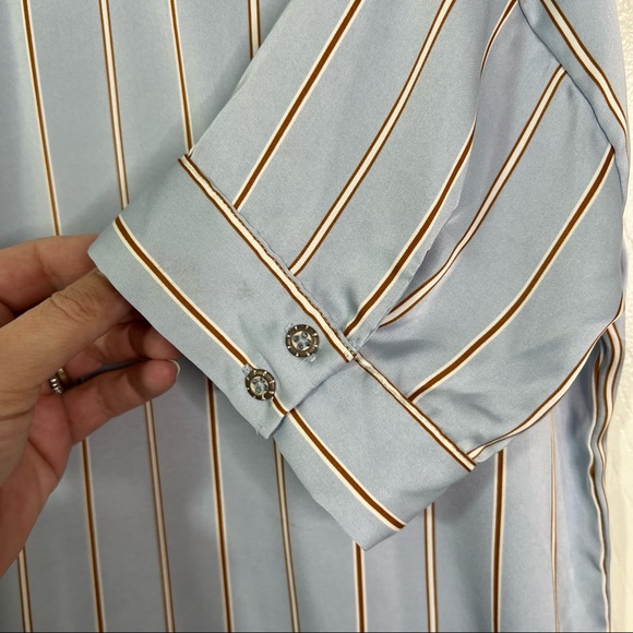 Hello Nite! Revolve Satin Pinstripe Short Sleeve Pajama Top Size S - Picture 5 of 7